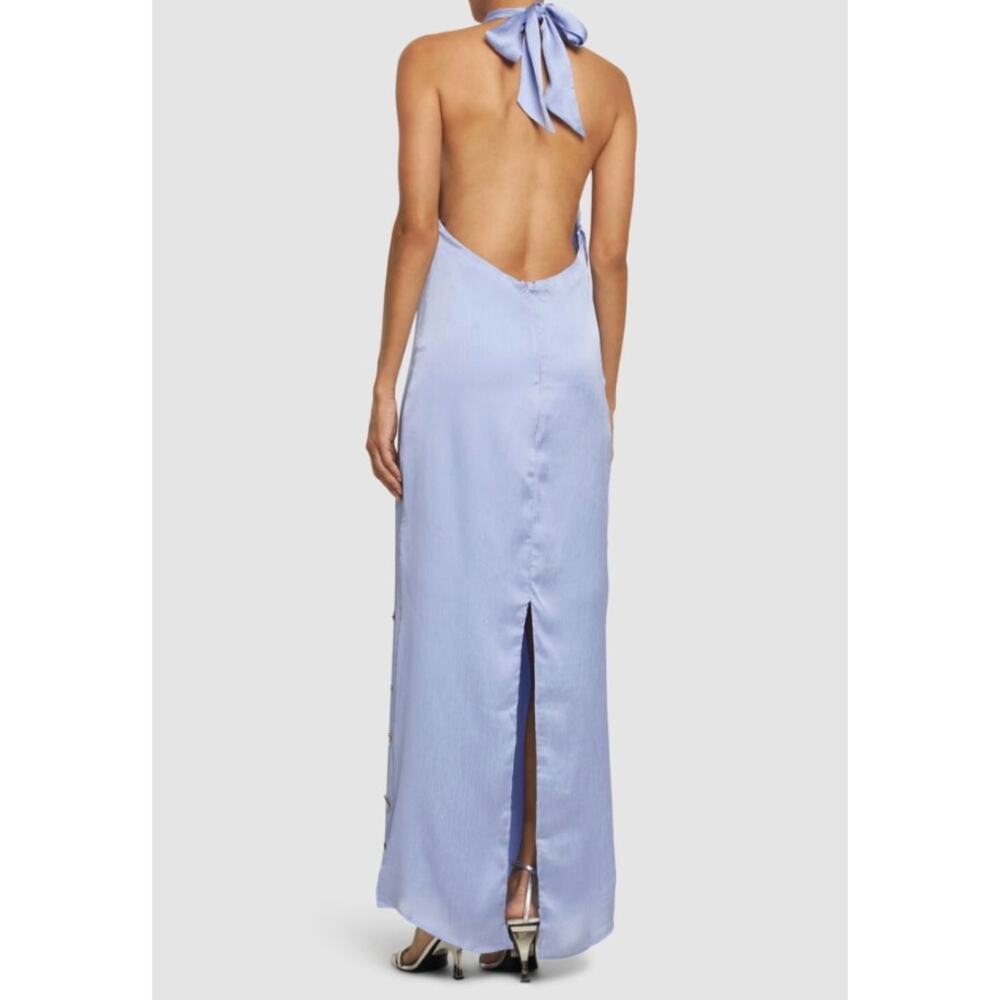 Baobab Dress Small Amorino Studded Lilac Blue Satin Halter Neck Summer Resort - Picture 2 of 16